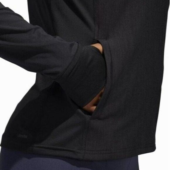 Adidas Climalite Jacket Black Performer‎ Baseline 1/4 Zip Active Womens L - Picture 2 of 13